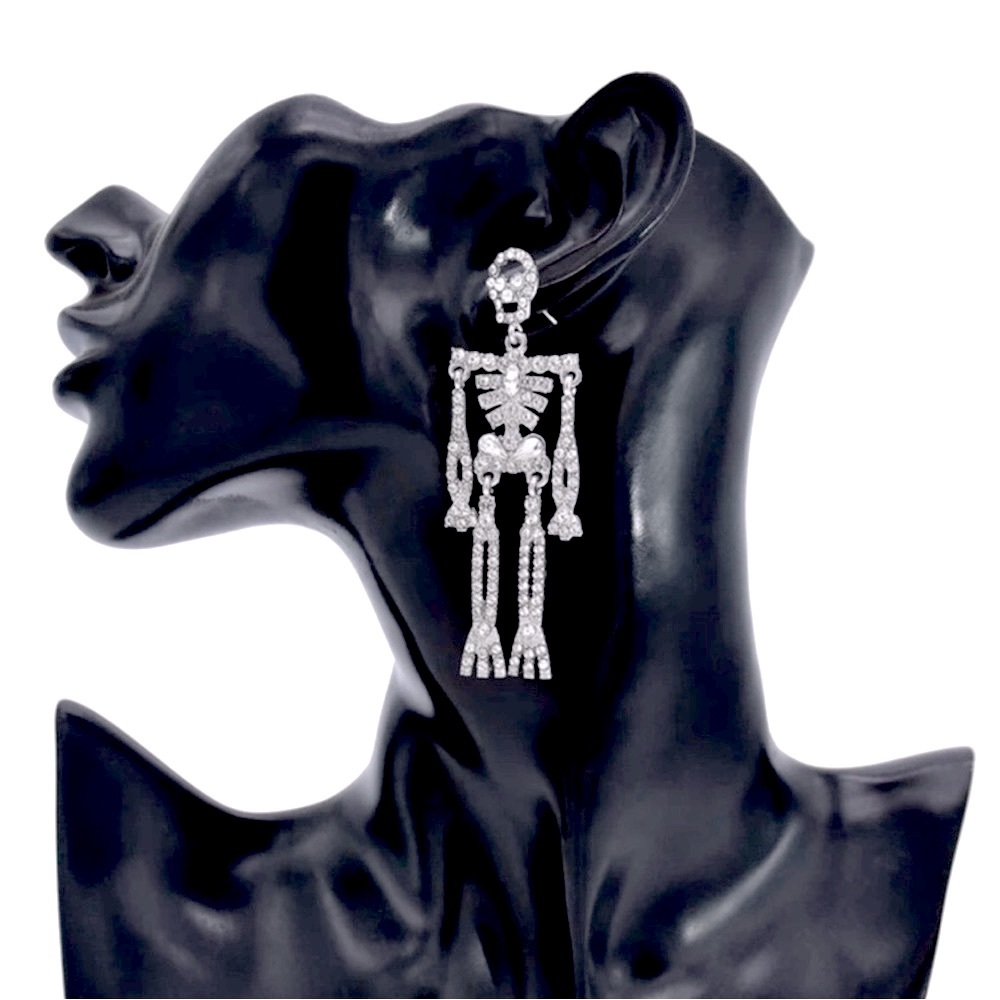 Austrian Crystal Skeleton Statement Earrings - image 2